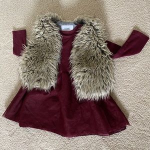 2T Fall/Winter Dress and Faux Fur Vest